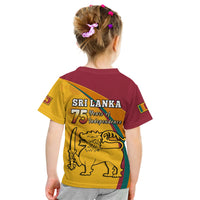 Sri Lanka T Shirt KID Sri Lankan Pattern Happy 75 Years Of Independence - Wonder Print Shop