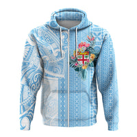 Fiji Tapa Pattern with Hibiscus Zip Up Hoodie Fiji In My Heart - Wonder Print Shop