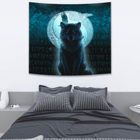 Viking Tapestry - Fenrir Viking Wolf - Cyan Version Tapestry RLT12 - Wonder Print Shop