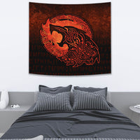 Viking Tapestry - Fenrir Viking 3D Tattoo - Orange Version Tapestry RLT12 - Wonder Print Shop