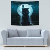 Viking Tapestry - Fenrir Viking Wolf - Cyan Version Tapestry RLT12 - Wonder Print Shop