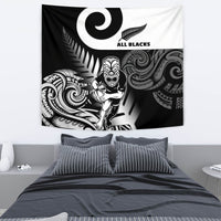 New Zealand Silver Fern Rugby Tapestry All Black Maori Koru - Wonder Print Shop