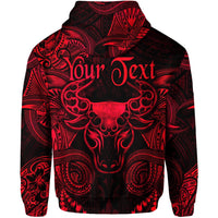 Custom Taurus Zodiac Polynesian Hoodie Unique Style Red LT8 - Wonder Print Shop