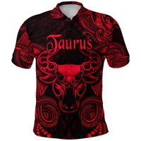 Taurus Zodiac Polynesian Polo Shirt Unique Style Red LT8 - Wonder Print Shop