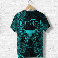 Custom Taurus Zodiac Polynesian T Shirt Unique Style Turquoise LT8 - Wonder Print Shop