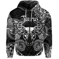 Taurus Zodiac Polynesian Zip Hoodie Unique Style Black LT8 - Wonder Print Shop
