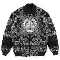 Viking Bomber Jacket The Three Scandinavian Ships Drakkar with Bandana Paisley Style RLT12 - Wonder Print Shop