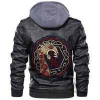 Viking The Nasal Figure Of The Ship Drakkar In The Form Of A Dragon Leather Jacket RLT12 - Wonder Print Shop