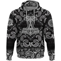 Viking Hoodie Thor Hammer Mjolnir with Bandana Paisley Style RLT12 - Wonder Print Shop