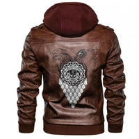 Viking Tiger and Raven and Viking's Helmet Leather Jacket RLT12 - Wonder Print Shop