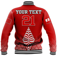 Custom Personalised Mate Ma'a Tonga Rugby Baseball Jacket Tongan Kupesi Ngatu Style LT9 - Wonder Print Shop