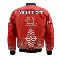 Custom Personalised Mate Ma'a Tonga Rugby Bomber Jacket Tongan Kupesi Ngatu Style LT9 - Wonder Print Shop