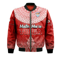 Custom Personalised Mate Ma'a Tonga Rugby Bomber Jacket Tongan Kupesi Ngatu Style LT9 - Wonder Print Shop