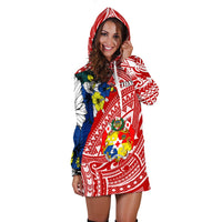 Tonga Hoodie Dress Polynesian Pattern Red Color - Wonder Print Shop