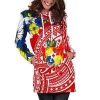 Tonga Hoodie Dress Polynesian Pattern Red Color - Wonder Print Shop