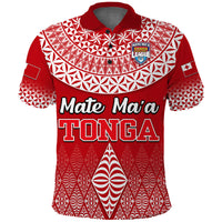 Mate Maa Tonga Rugby Polo Shirt Tongan Kupesi Ngatu Style - Wonder Print Shop