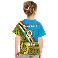 Blue T-shirt back with YOUR TEXT and TORBA panel with emblem