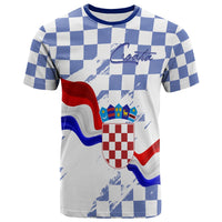 Croatia T Shirt Checkerboard Grunge Style Blue Color - Wonder Print Shop