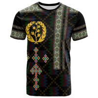 Eritrea Tilet Pattern T Shirt Eritrean Cross Black - Wonder Print Shop