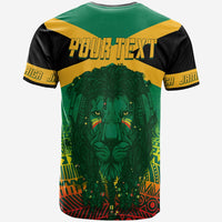 Jamaica Personalised T Shirt Rastafari Lion Mix Kente - Wonder Print Shop