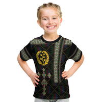Eritrea Tilet Pattern KID T Shirt Eritrean Cross - Black - Wonder Print Shop
