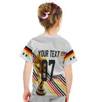 Kids grey back view Germany T-shirt with 'YOUR TEXT', number 17, and trophy graphic