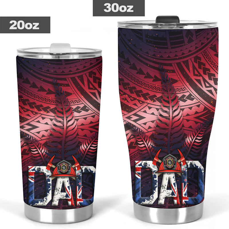 custom-personalised-fathers-day-new-zealand-firefighter-dad-tumbler-maori-pattern