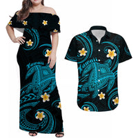 Hawaii Matching Hawaiian Shirt And Dress Hawaiian Turtle Plumeria Mixed Polynesian Turquoise Style LT9 - Wonder Print Shop