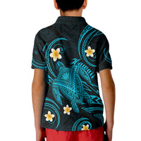 Hawaii Polo Shirt Hawaiian Turtle Plumeria Mixed Polynesian Turquoise Style - Wonder Print Shop