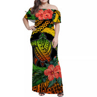 Polynesian Turtle Matching Hawaiian Shirt And Dress Circle Turtle Hibiscus Reggae LT9 - Wonder Print Shop
