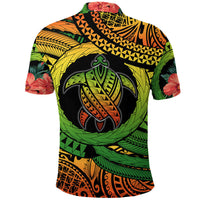 Polynesian Turtle Polo Shirt Circle Turtle Hibiscus Reggae - Wonder Print Shop