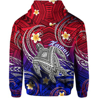 Hawaii Hoodie Hawaiian Turtle Plumeria Mixed Polynesian Style - Wonder Print Shop