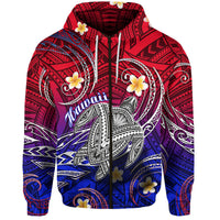 Hawaii Hoodie Hawaiian Turtle Plumeria Mixed Polynesian Style - Wonder Print Shop