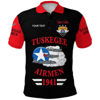 Custom Tuskegee Airmen Polo Shirt The Red Tails Original Style Black Red LT8 - Wonder Print Shop