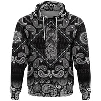 Viking Hoodie Two Black Crows and Branches Of Mountain Ash with Bandana Paisley Style RLT12 - Wonder Print Shop