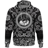 Viking Hoodie Two Ravens Of The God Odin In Scandinavian Style with Bandana Paisley Style RLT12 - Wonder Print Shop