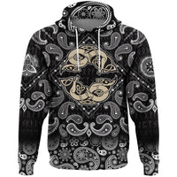 Viking Hoodie Two Wolves Of Odin Geri and Freki Scandinavian and Celtic Style with Bandana Paisley Style RLT12 - Wonder Print Shop