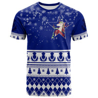 Winter Scottish Unicorn and Thistle Pattern T Shirt - Wonder Print Shop