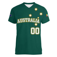 (Custom Text And Number) Baseball 2023 Australia Green Women V-Neck T Shirt - Wonder Print Shop