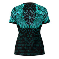 Viking Clothing Viking Odin's Celtic Two Ravens Cyan Version V Neck T shirt RLT12 - Wonder Print Shop