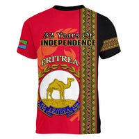 Eritrea V-Neck T Shirt African Pattern Happy Independence Day Version Black - Wonder Print Shop