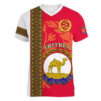 (Custom Personalised) Eritrea V-Neck T Shirt African Pattern Happy Independence Day Version White - Wonder Print Shop