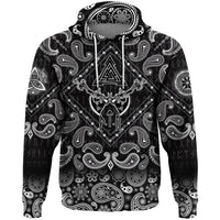 Viking Hoodie Valknut Two Axes with Bandana Paisley Style RLT12 - Wonder Print Shop