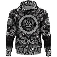 Viking Hoodie Valknut Runes with Bandana Paisley Style RLT12 - Wonder Print Shop
