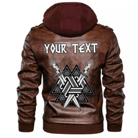 (Custom) Wonder Print Shop - Valknut and Swords Leather Jacket RLT12 - Wonder Print Shop