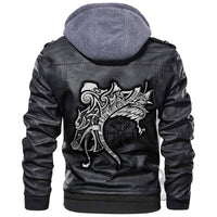 Viking Vegvisir Wolf and Raven Leather Jacket RLT12 - Wonder Print Shop