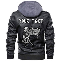 (Custom) Wonder Print Shop - Vegvisir Wolf and Raven Leather Jacket RLT12 - Wonder Print Shop
