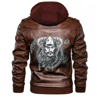 Viking Viking's Head In A Horned Helmet Leather Jacket RLT12 - Wonder Print Shop