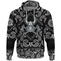 Viking Hoodie Vikings Head In Horned Helmet and Axes with Bandana Paisley Style RLT12 - Wonder Print Shop