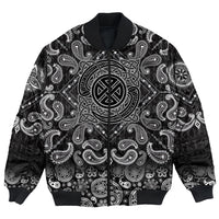 Viking Bomber Jacket Vintage Pattern and Norse Runes with Bandana Paisley Style RLT12 - Wonder Print Shop
